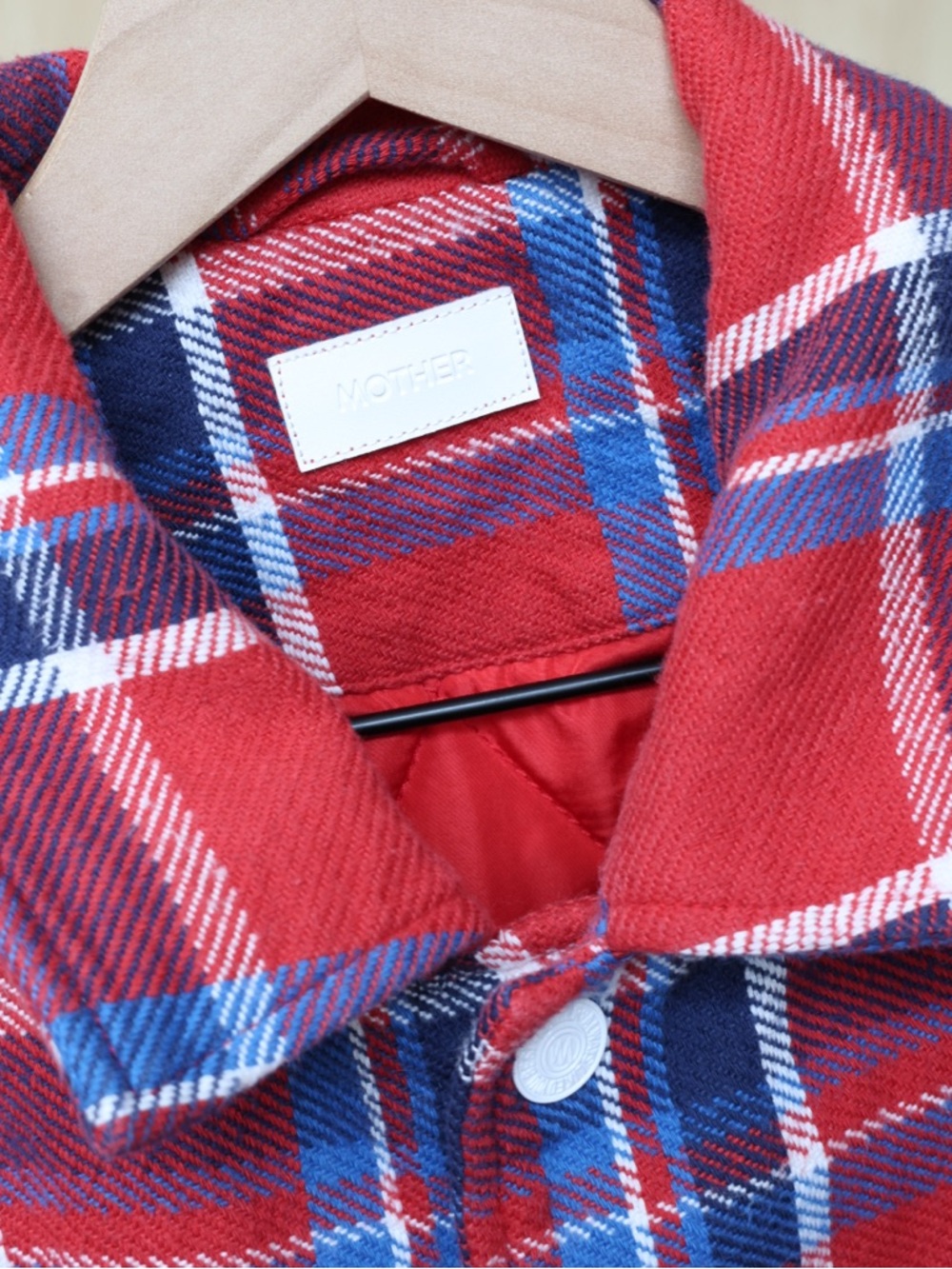 MOTHER The Happy Camper Jacket I'll Get Right On That Plaid Red Blue Small - Picture 5 of 5